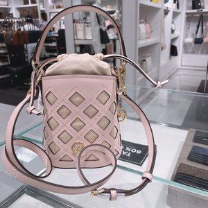 AIDY Small Bucket Drawstring Leather Bag Pink